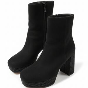 ​GORGEOUS Michael Shannon Crystal Heel Black Suede Boots Size 6